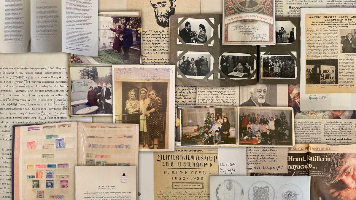 Payline Yetvart Tomasyan arşivi içeriğini gösterir kolaj