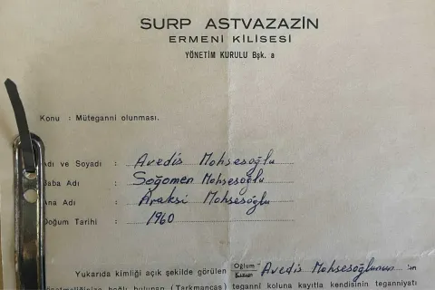 arşivde yer alan evraklardan bir kilise yazışması örneği fotoğrafı